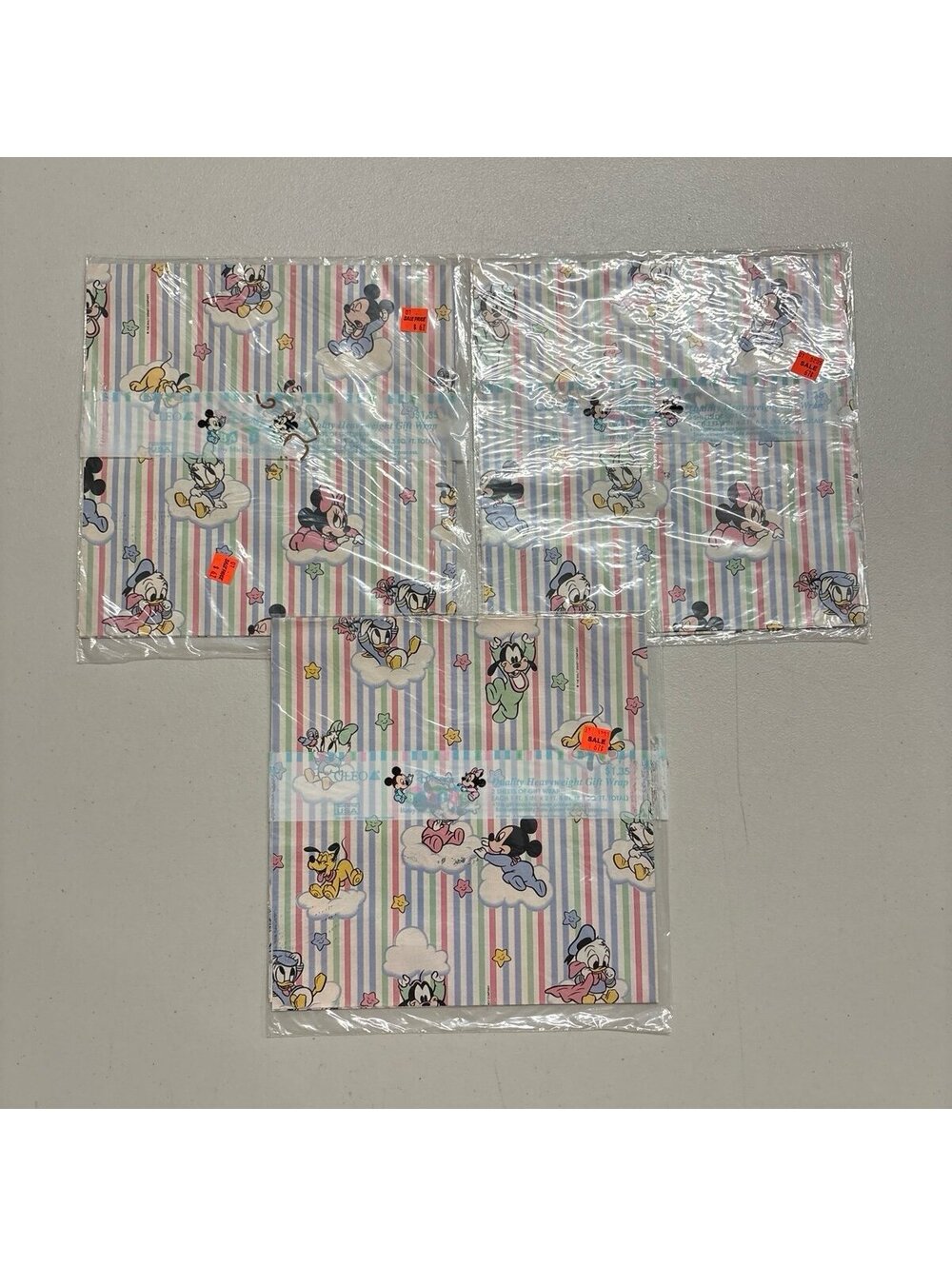 Vtg Cleo Disney Babies Baby Mickey Collection Gift Wrap 3 Packs 6 Sheets NOS